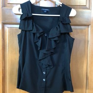 EUC Banana Republic black ruffle blouse
